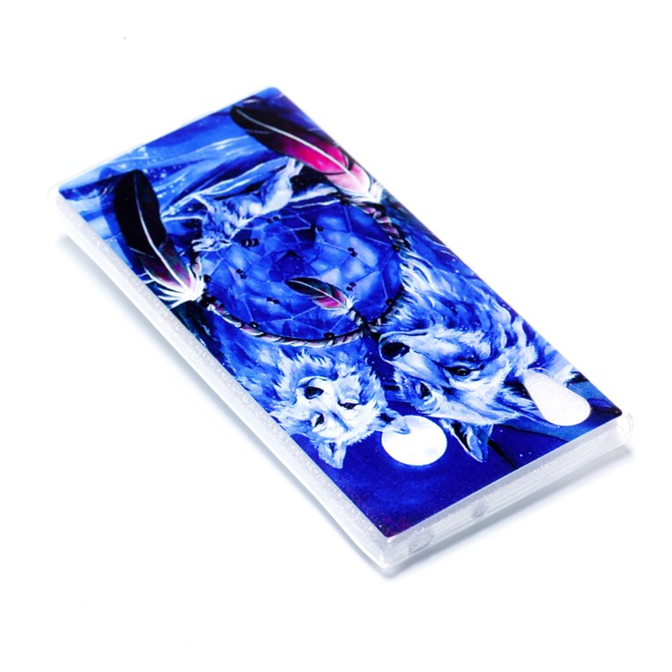 Pattern Printing TPU Shell Cover Case for Sony Xperia XA1 - Wolf and Dream Catcher-4