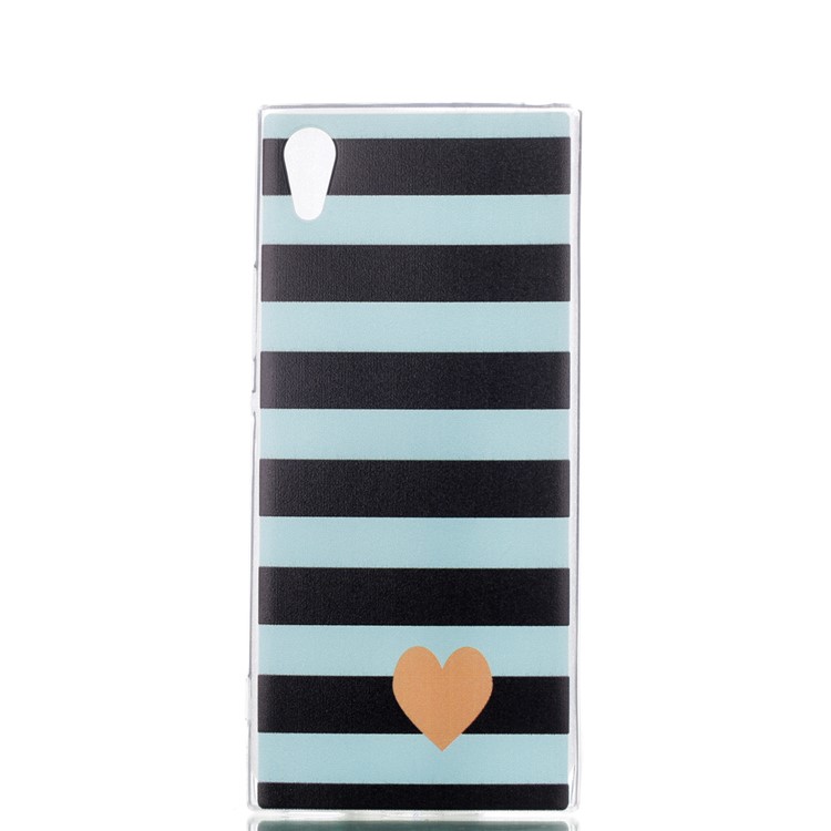 Pattern Printing TPU Case Cover Shell for Sony Xperia XA1 - Heart and Stripes-1