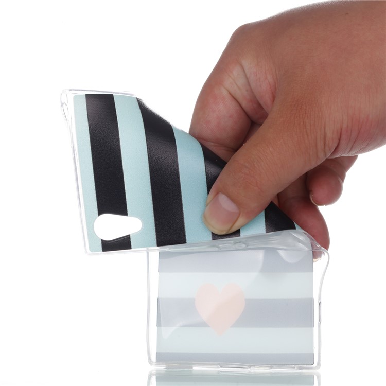 Pattern Printing TPU Case Cover Shell for Sony Xperia XA1 - Heart and Stripes-2