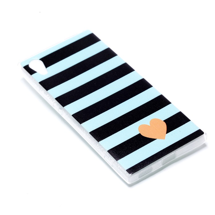 Pattern Printing TPU Case Cover Shell for Sony Xperia XA1 - Heart and Stripes-3
