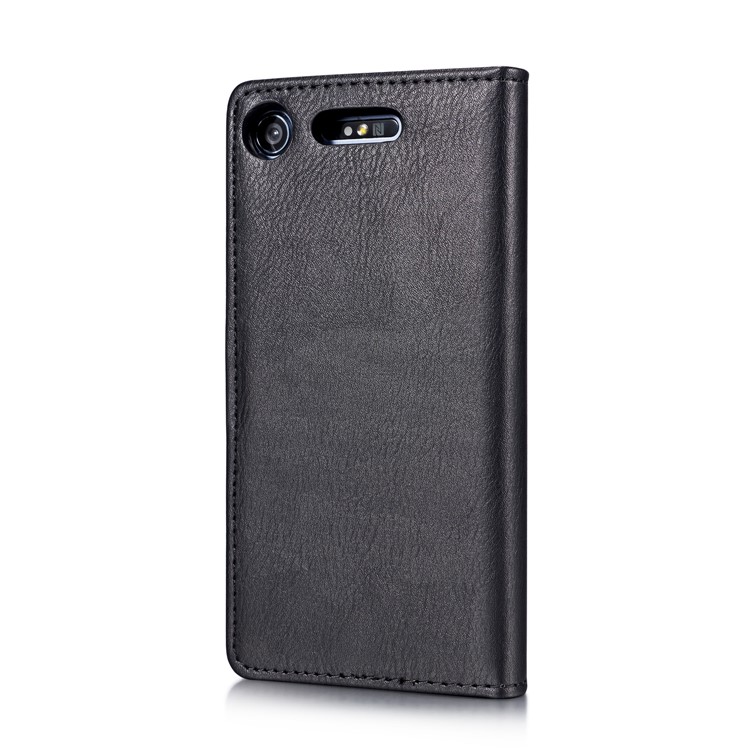 DG.MING Detachable 2-in-1 Split Leather Wallet Shell + PC Back Case for Sony Xperia XZ1 - Black-5