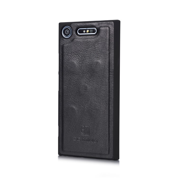 DG.MING Detachable 2-in-1 Split Leather Wallet Shell + PC Back Case for Sony Xperia XZ1 - Black-6