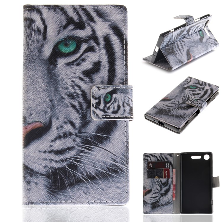For Sony Xperia XZ1 Pattern Printing PU Leather Stand Case - Tiger Pattern-1