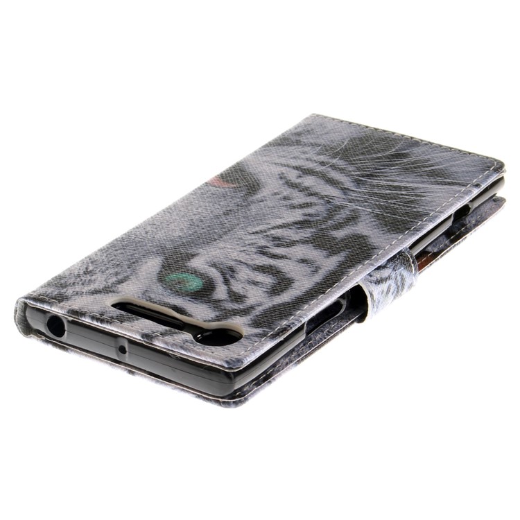 For Sony Xperia XZ1 Pattern Printing PU Leather Stand Case - Tiger Pattern-5