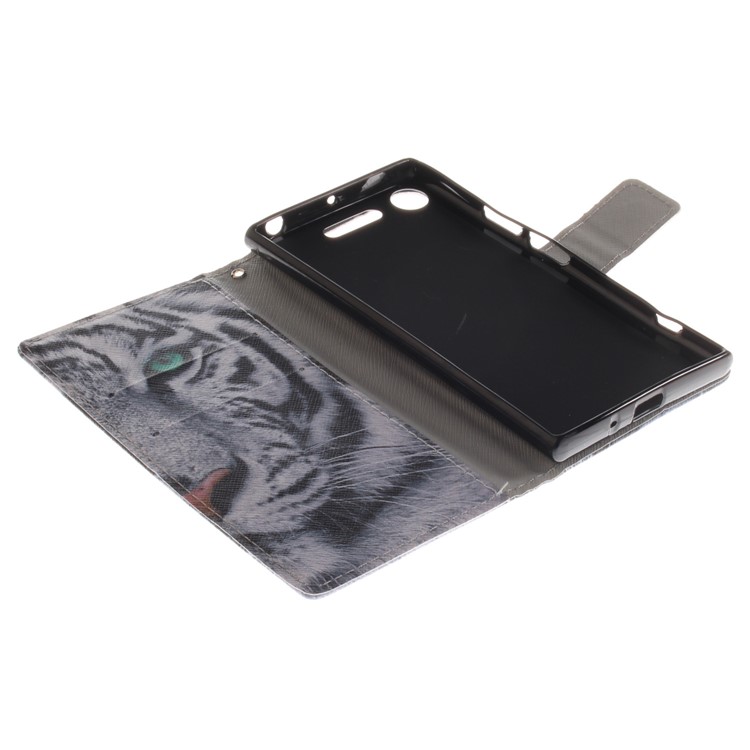 For Sony Xperia XZ1 Pattern Printing PU Leather Stand Case - Tiger Pattern-8