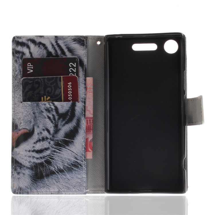 For Sony Xperia XZ1 Pattern Printing PU Leather Stand Case - Tiger Pattern-9
