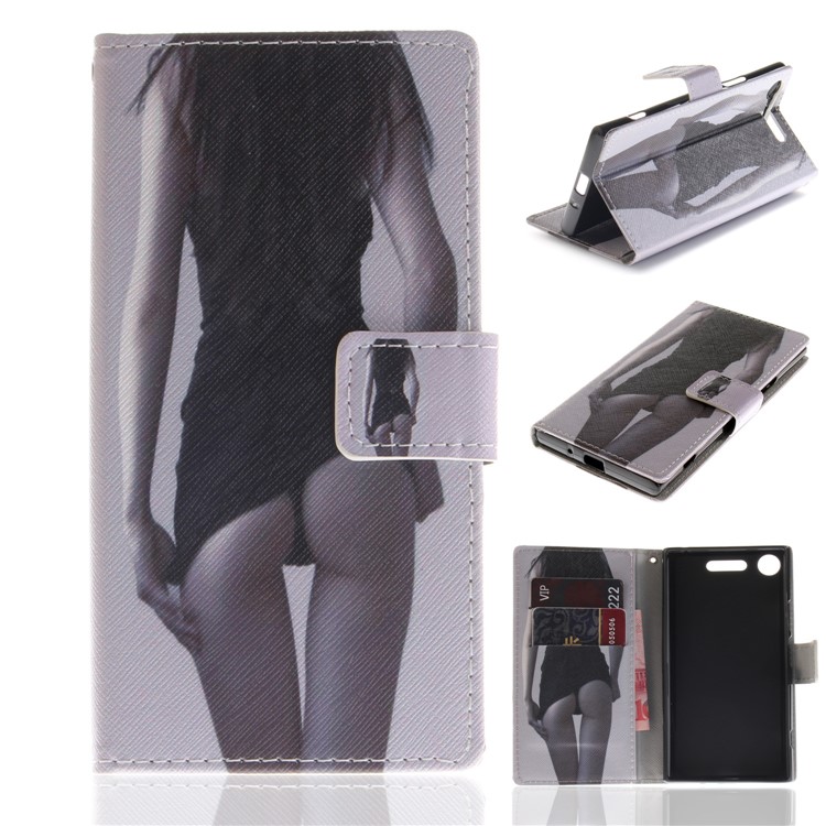 For Sony Xperia XZ1 Pattern Printing PU Leather Stand Mobile Flip Case - Beauty Pattern-1