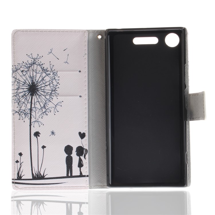 Pattern Printing PU Leather Stand Case for Sony Xperia XZ1 - Dandelion and Lovers-10