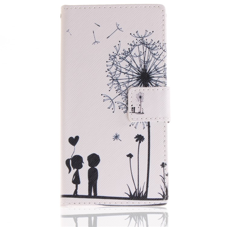 Pattern Printing PU Leather Stand Case for Sony Xperia XZ1 - Dandelion and Lovers-2