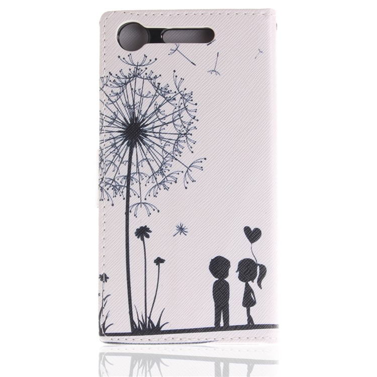 Pattern Printing PU Leather Stand Case for Sony Xperia XZ1 - Dandelion and Lovers-3