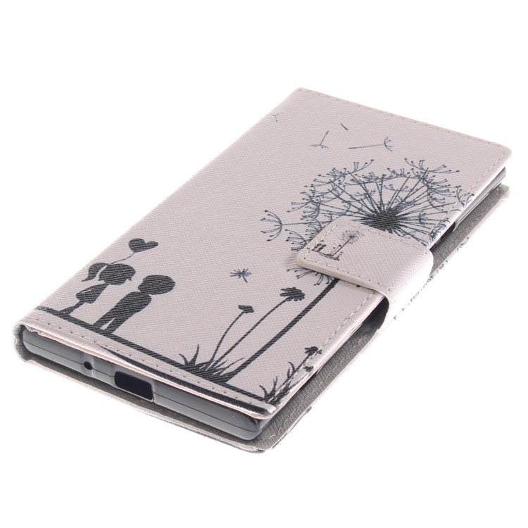 Pattern Printing PU Leather Stand Case for Sony Xperia XZ1 - Dandelion and Lovers-4