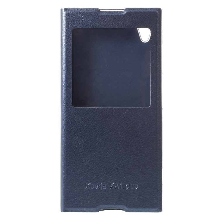 Flip Leather Phone Accessory with View Window for Sony Xperia XA1 Plus - Dark Blue-1