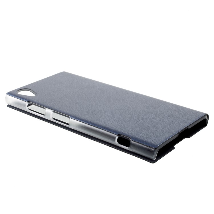 Flip Leather Phone Accessory with View Window for Sony Xperia XA1 Plus - Dark Blue-4