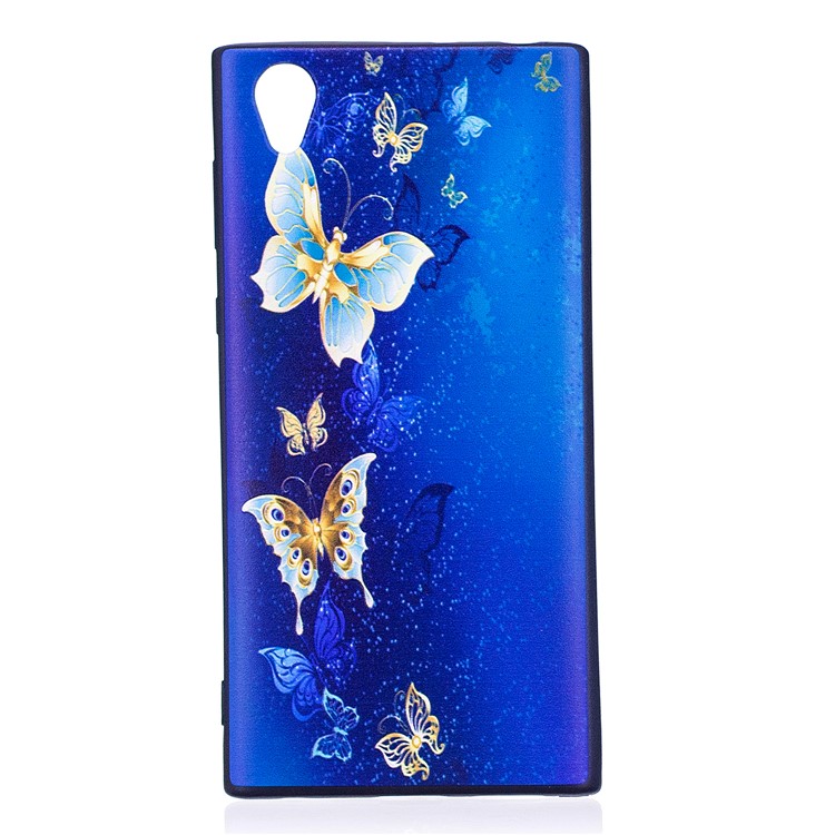 Embossment Pattern TPU Mobile Phone Casing Accessory for Sony Xperia L1 - Blue Butterflies-2
