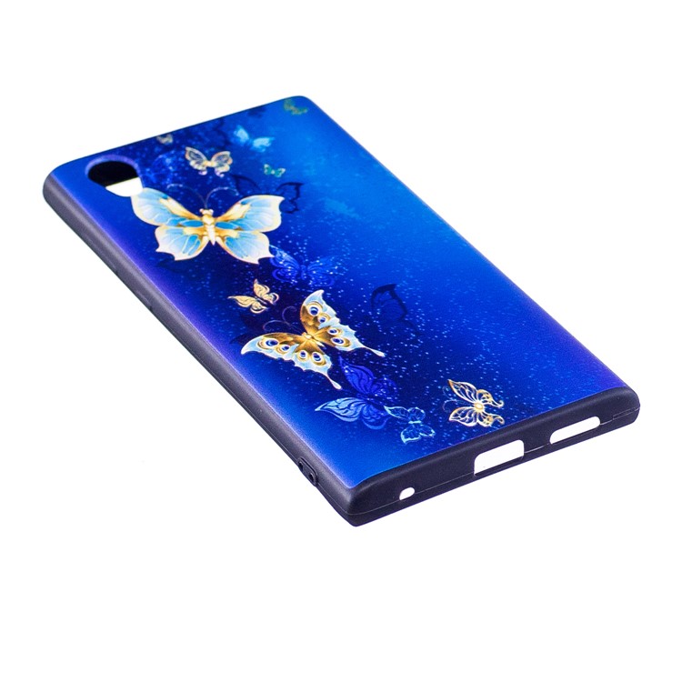 Embossment Pattern TPU Mobile Phone Casing Accessory for Sony Xperia L1 - Blue Butterflies-3
