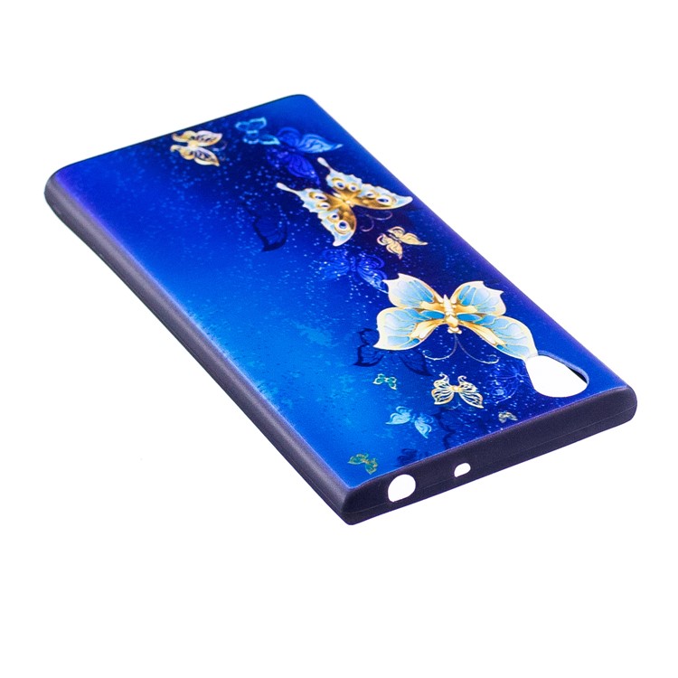 Embossment Pattern TPU Mobile Phone Casing Accessory for Sony Xperia L1 - Blue Butterflies-4