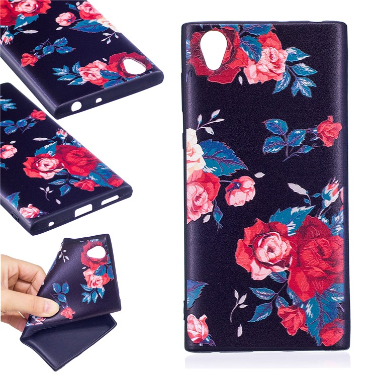 Embossment Pattern TPU Mobile Phone Shell Accessory for Sony Xperia L1 - Blooming Flowers-1