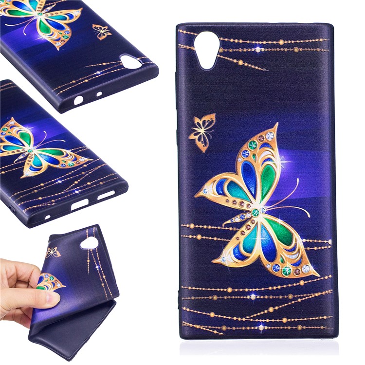 Embossment Pattern TPU Mobile Phone Accessory Shell for Sony Xperia L1 - Elegant Butterflies-1