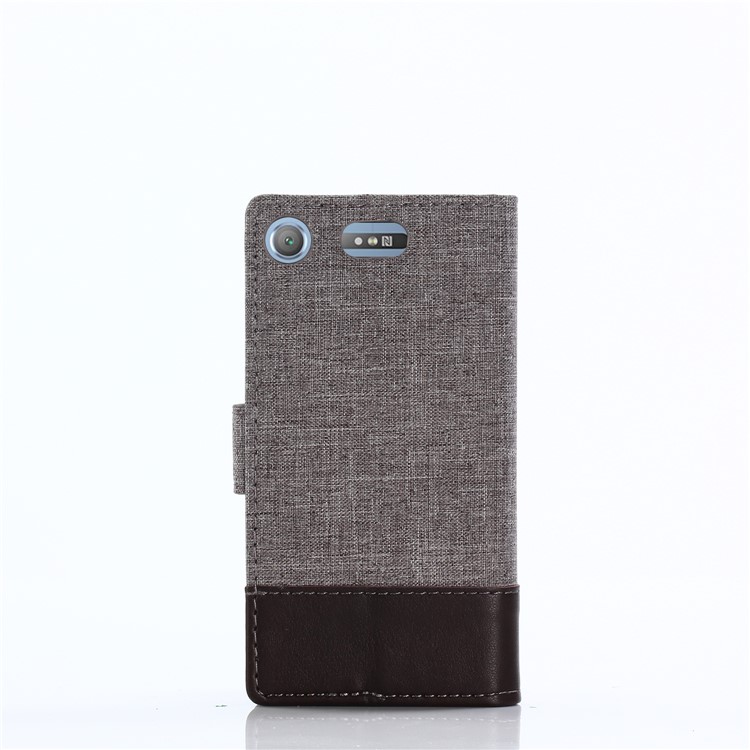 MUXMA PU Leather Splicing Canvas Wallet Case Shell with Stand for Sony Xperia XZ1 Compact - Brown-11