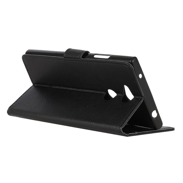 Litchi Skin PU Leather Wallet Stand Phone Shell for Sony Xperia L2 - Black-6
