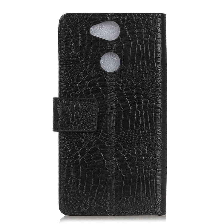 Crocodile Texture PU Leather Wallet Stand Case for Sony Xperia XA2 - Black-2