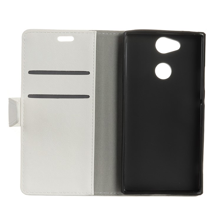 Crazy Horse Leather Wallet Cover for Sony Xperia XA2 - White-4