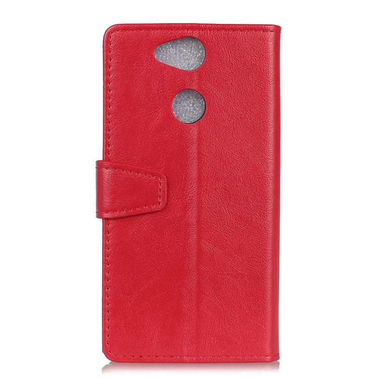 Crazy Horse Wallet Leather Stand Case for Sony Xperia XA2 - Red-2