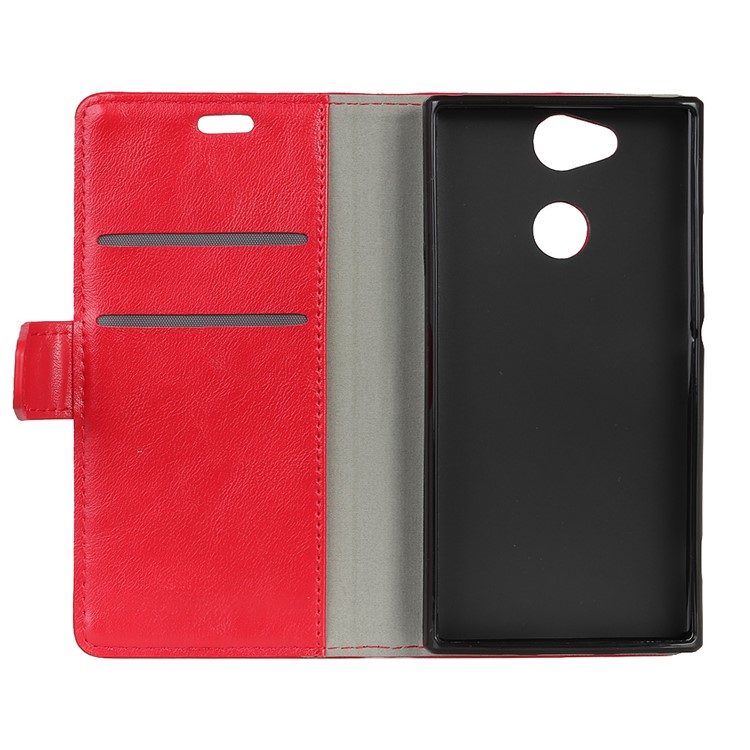 Crazy Horse Wallet Leather Stand Case for Sony Xperia XA2 - Red-4
