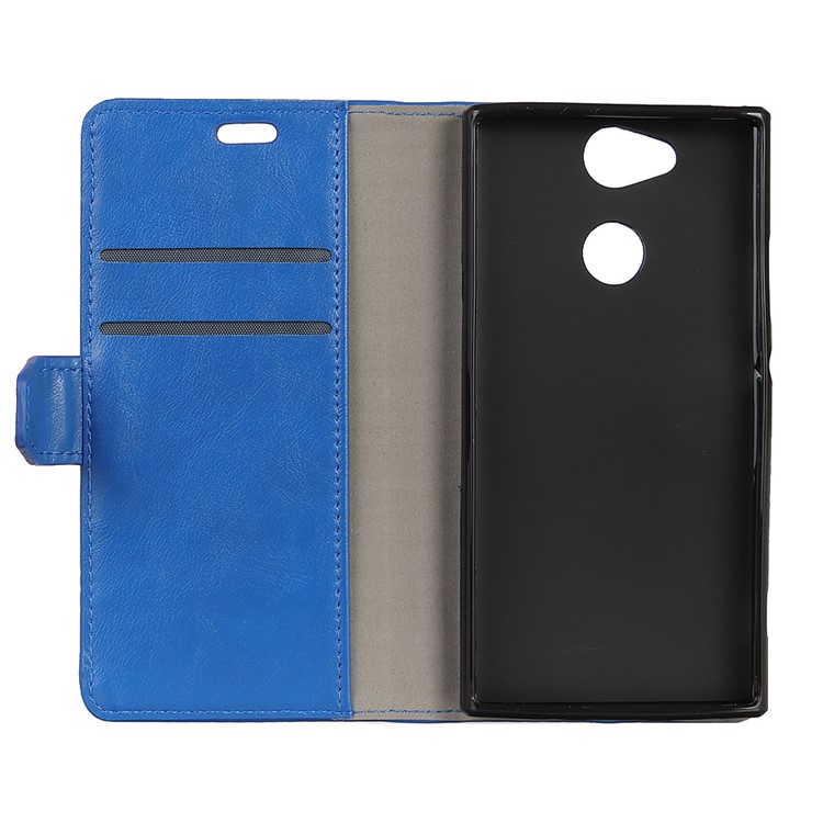 Crazy Horse Wallet Leather Stand Cover for Sony Xperia XA2 - Blue-4