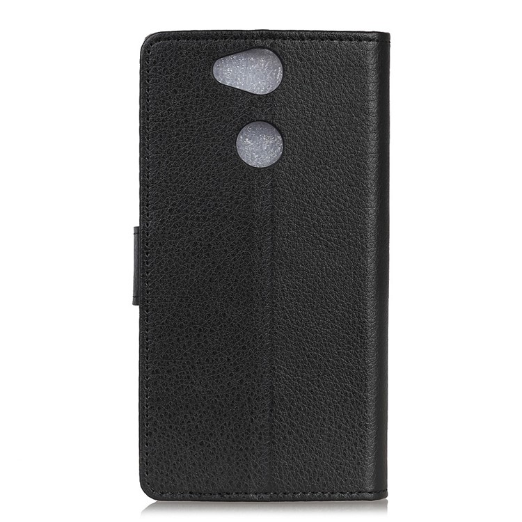 Litchi Skin Leather Wallet Case for Sony Xperia XA2 - Black-2