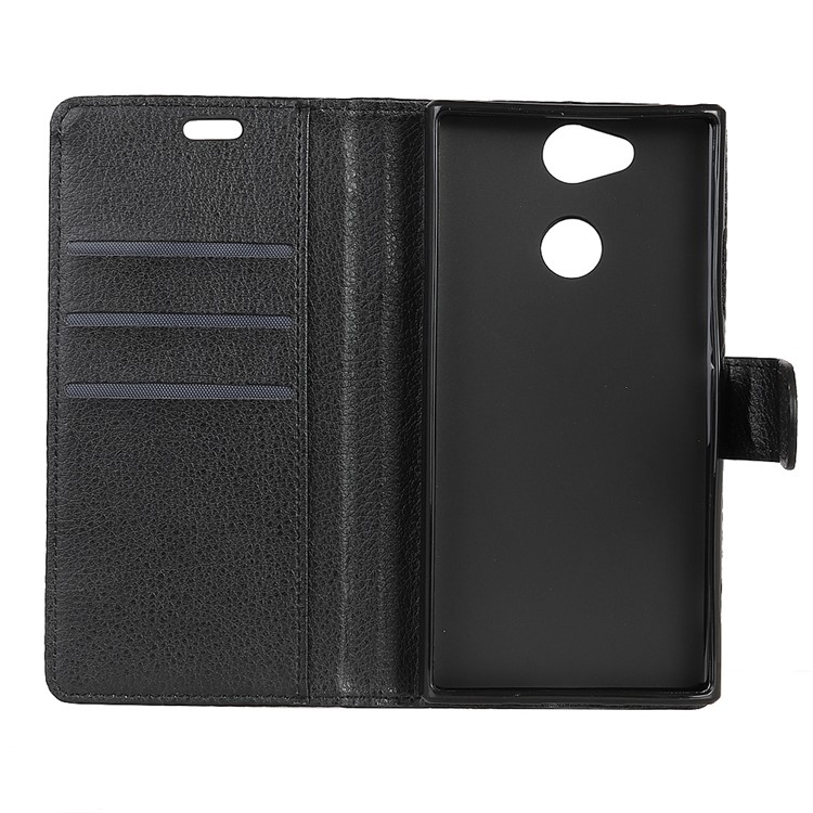 Litchi Skin Leather Wallet Case for Sony Xperia XA2 - Black-5