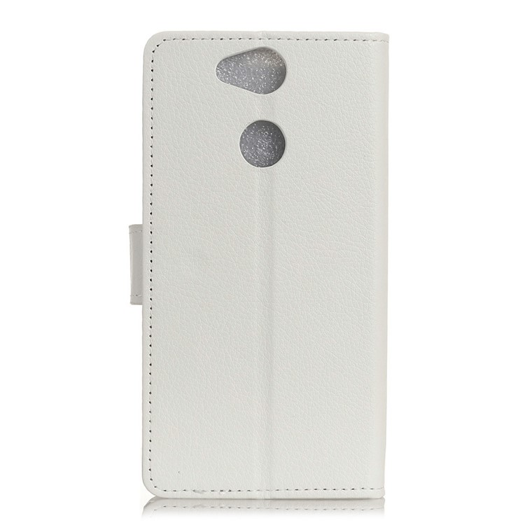 Litchi Skin Leather Wallet Cover for Sony Xperia XA2 - White-2