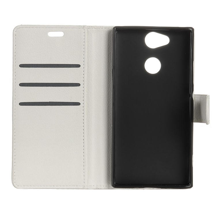 Litchi Skin Leather Wallet Cover for Sony Xperia XA2 - White-5