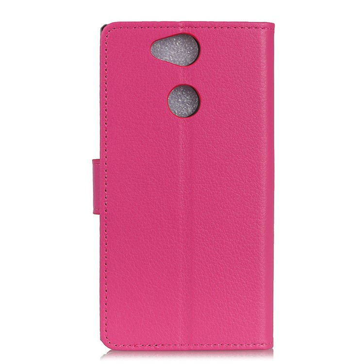 Litchi Skin Leather Wallet Phone Shell Case for Sony Xperia XA2 - Rose-2