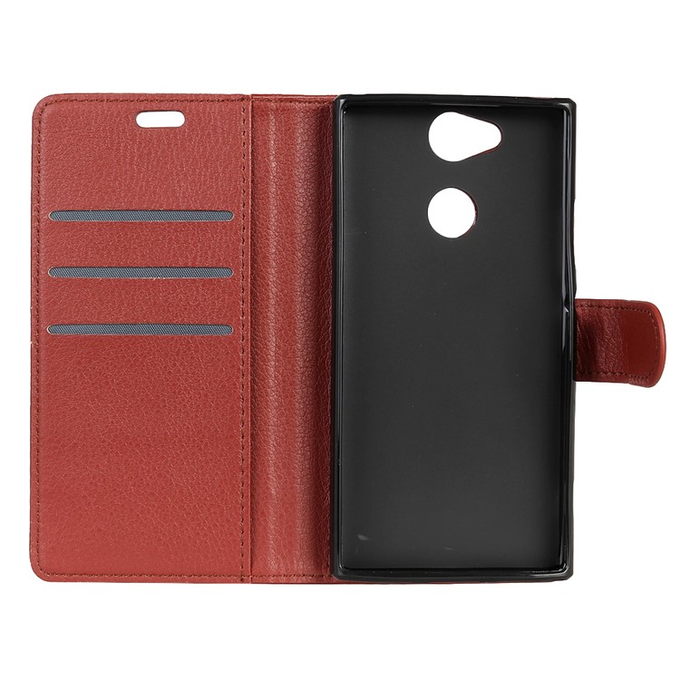Litchi Skin Wallet Leather Stand Case for Sony Xperia XA2 - Brown-5