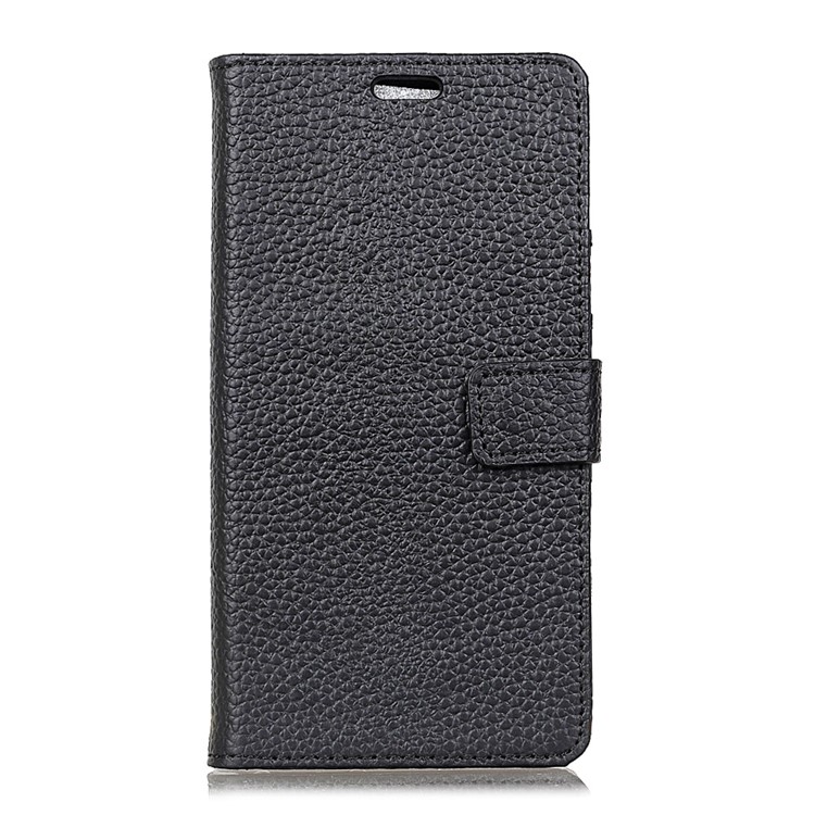 Litchi Texture Genuine Leather Wallet Stand Phone Case for Sony Xperia XA2 - Black-1