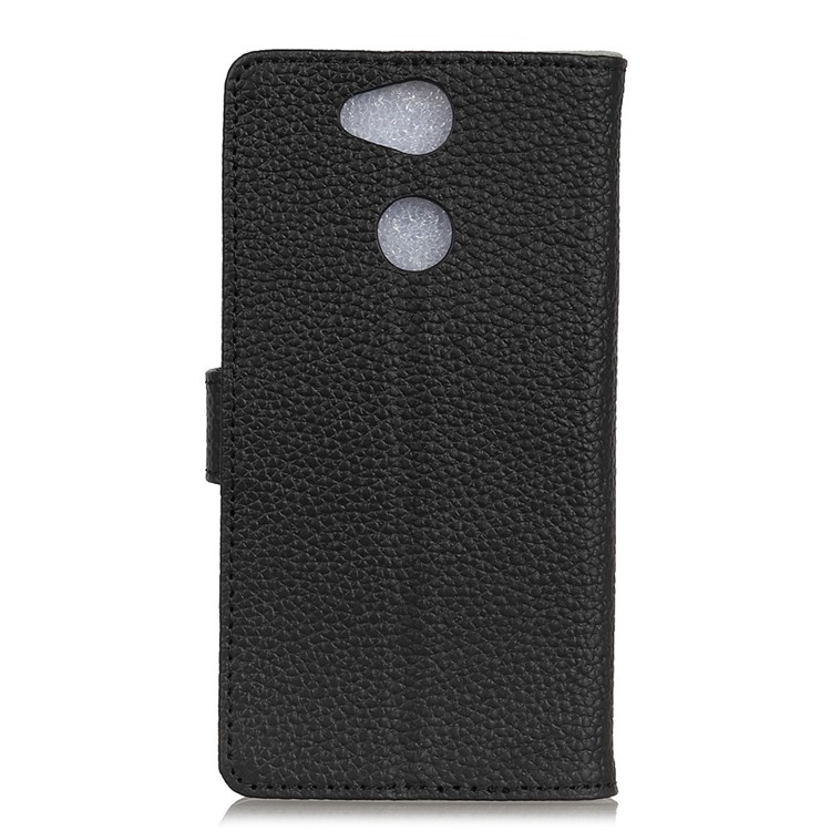 Litchi Texture Genuine Leather Wallet Stand Phone Case for Sony Xperia XA2 - Black-2