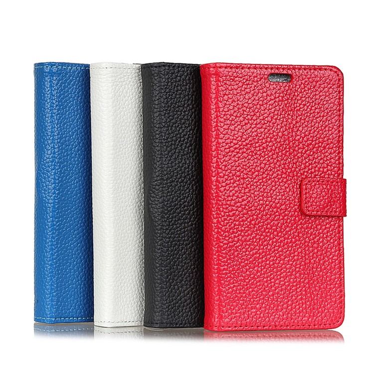 Litchi Texture Genuine Leather Wallet Stand Phone Case for Sony Xperia XA2 - Black-6