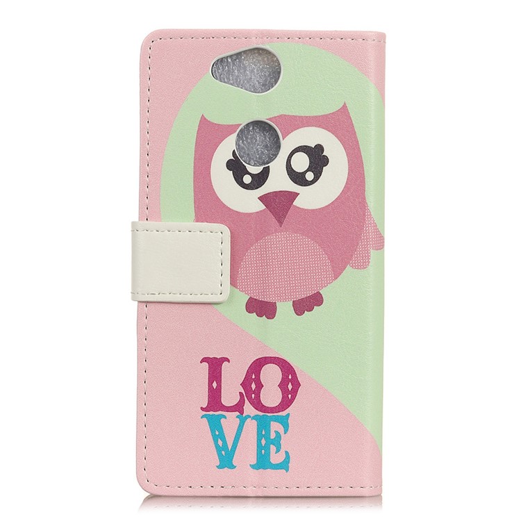For Sony Xperia XA2 Pattern Printing Wallet Leather Flip Stand Cover - Owl and Love Word-2