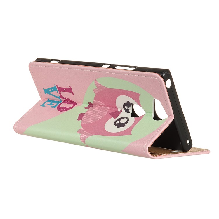 For Sony Xperia XA2 Pattern Printing Wallet Leather Flip Stand Cover - Owl and Love Word-3