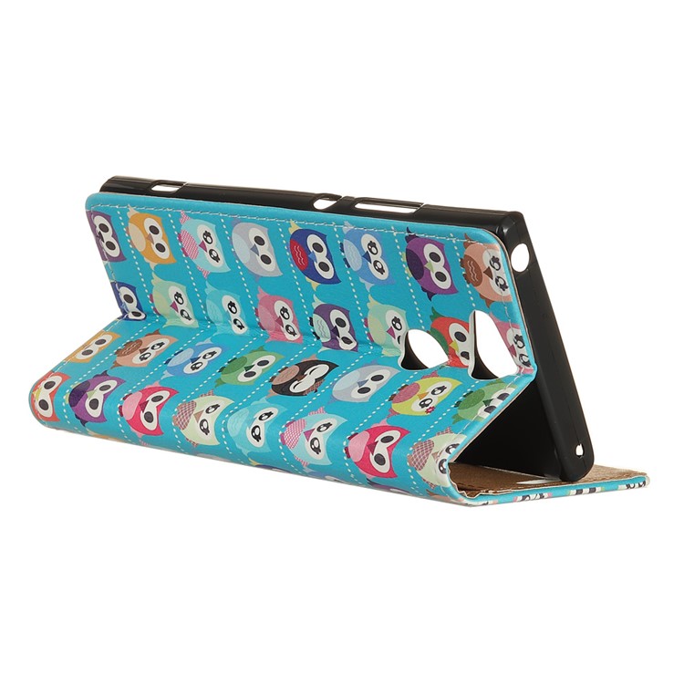 For Sony Xperia XA2 Pattern Printing Wallet Leather Flip Stand Shell - Multiple Colorful Owls-3