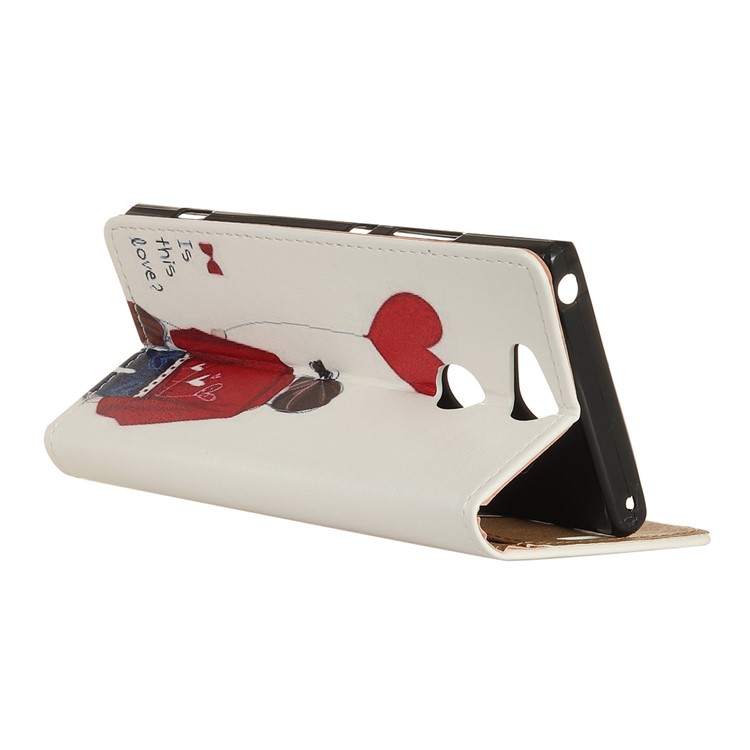 For Sony Xperia XA2 Pattern Printing Leather Wallet Stand Phone Cover - Girl Holding Heart Balloon-3