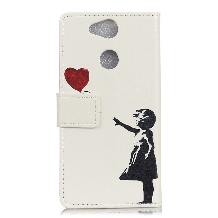 Pattern Printing PU Leather Stand Wallet Mobile Case for Sony Xperia XA2 - Girl Releasing Balloon-2