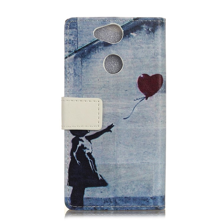Pattern Printing PU Leather Stand Wallet Mobile Shell for Sony Xperia XA2 - Retro Girl Flying Balloon-2