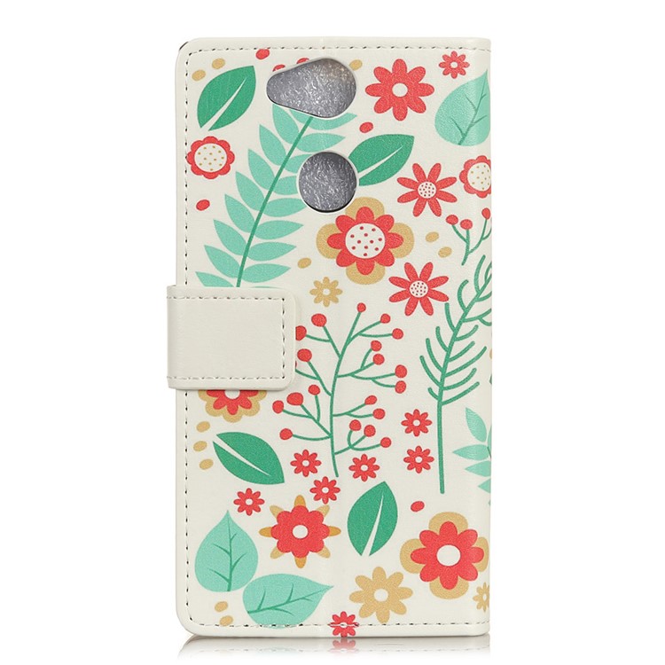 Pattern Printing PU Leather Mobile Shell with Stand for Sony Xperia XA2 - Flowers and Leaves-2