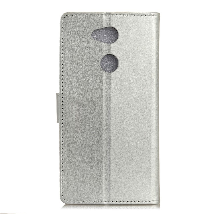 Folio Flip PU Leather Wallet Stand Phone Shell for Sony Xperia XA2 Ultra - Silver-2