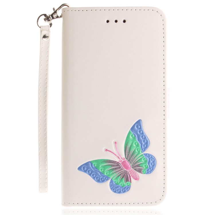 For Sony Xperia L1 Butterfly Pattern Leather Wallet Stand Cover - White-2