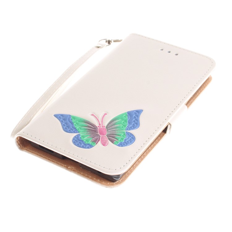 For Sony Xperia L1 Butterfly Pattern Leather Wallet Stand Cover - White-6