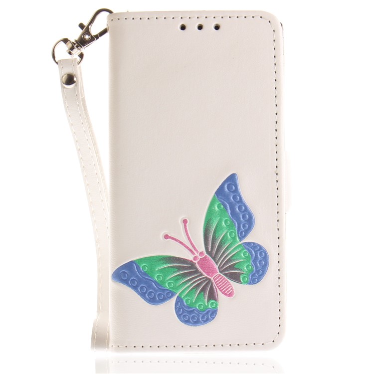 Butterfly Pattern Leather Wallet Stand Case for Sony Xperia X Compact - White-2