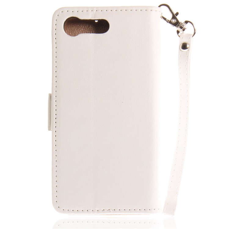 Butterfly Pattern Leather Wallet Stand Case for Sony Xperia X Compact - White-3